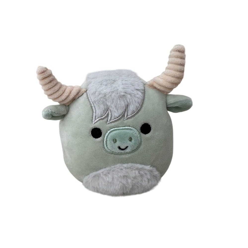 Squishmallows Iver Highland Cow Plush 5 Inch Green Stuffed Animal Lovey Kellytoy